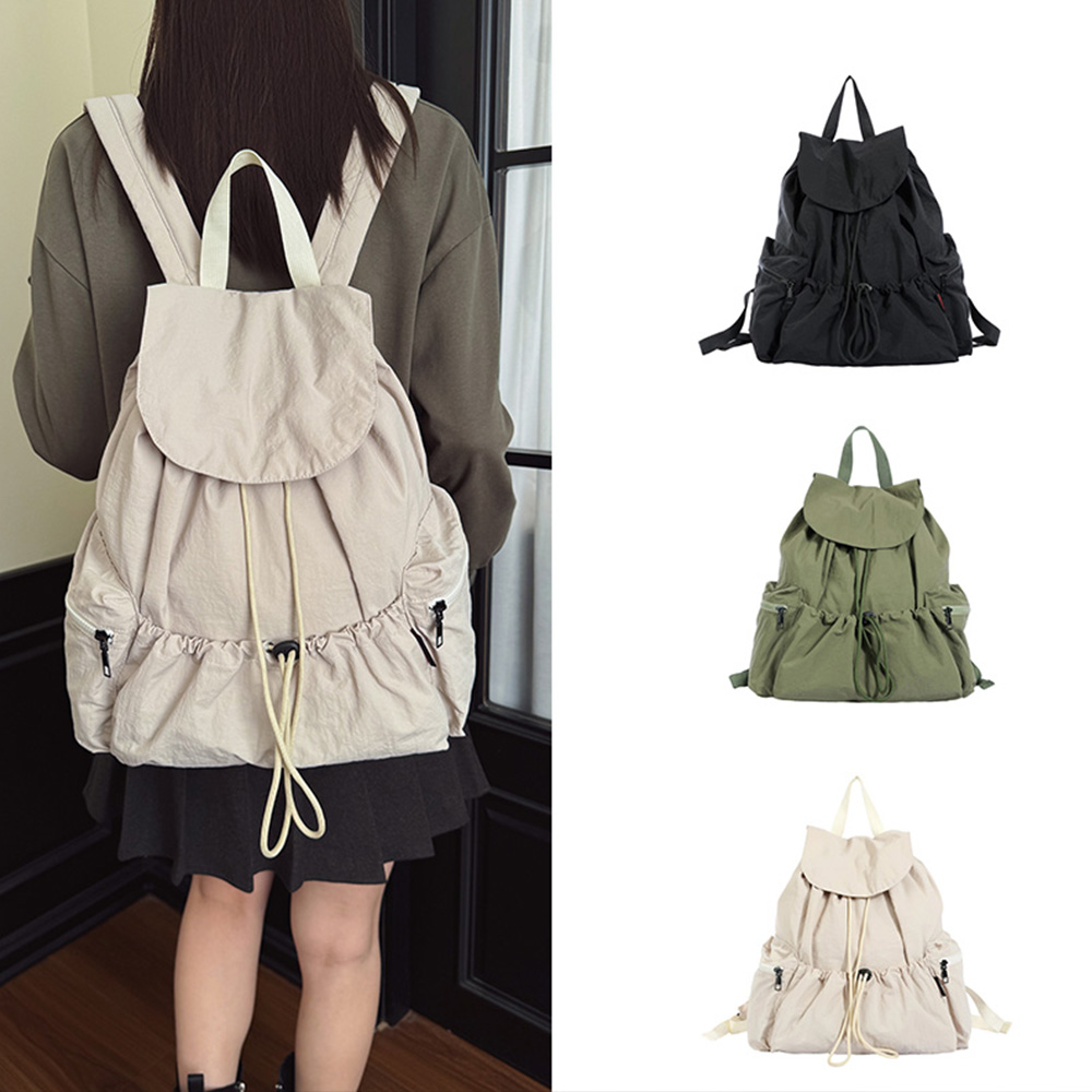 Canvas Backpack Casual - Mochila con cordón, de nailon, con