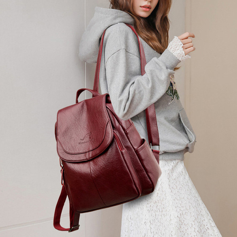 Mochila Vintage de Cuero Suave - Fashion Backpack Women reseña y precio