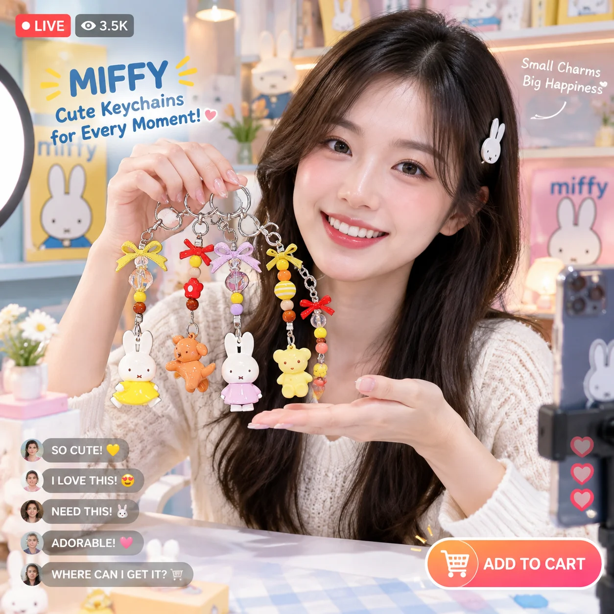 Llavero de peluche de MIFFY, c - Fashion Backpack Women reseña y precio